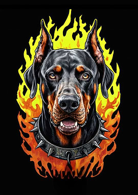 Doberman on Fire