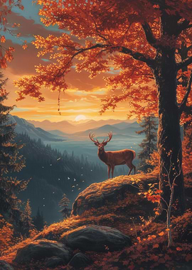 Autumn Deer Landscape