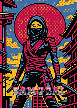 Female Samurai Warrior with Swords