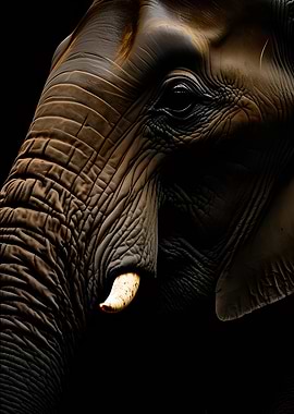 Elephant Portrait Close-Up