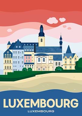 Luxembourg Cityscape Travel Poster