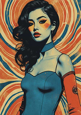 Psychedelic 1960s Music Girl Portrait