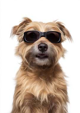 Cool Norfolk Terrier Dog with Sunglasses Portrait
