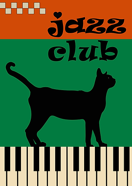 Jazz Club Cat Poster