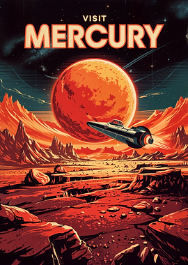 Visit Mercury Retro Space Travel Poster