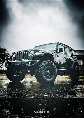 Jeep Wrangler on a Rainy Day