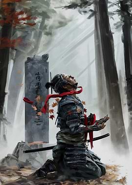 Samurai in Forest Prayer