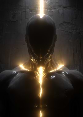 Abstract Figure with Golden Light