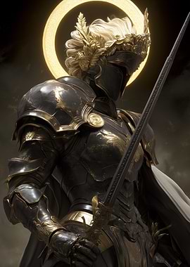 Golden Knight with Sword and Halo