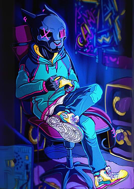 Gaming Character with Animal Mask