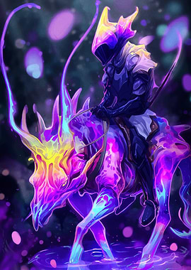Mystical Rider on Glowing Creature