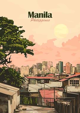 Manila Philippines Cityscape Art