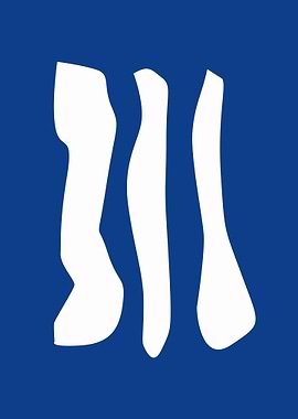 Abstract White Shapes on Blue Background