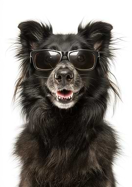 Cool Mudi Dog with Sunglasses Portrait