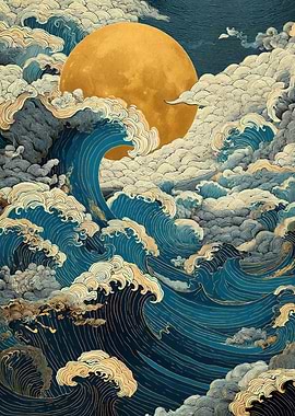 Great Wave and Golden Sun