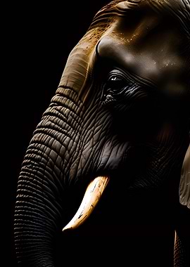Elephant Portrait in Dark Tones