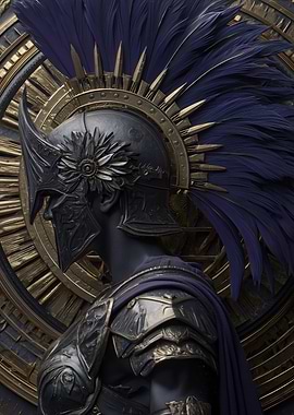 Warrior in ornate helmet and armor