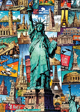 Statue of Liberty Travel Collage