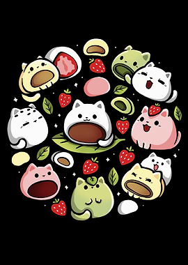 Mochi Cats and Strawberries