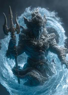 Poseidon Statue in Water