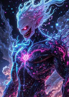 Cyberpunk Demon with Glowing Energy