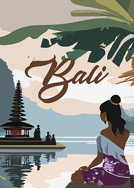 Bali Travel Poster with Woman