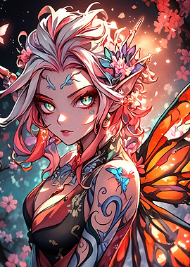 Anime Fairy with Butterfly Wings