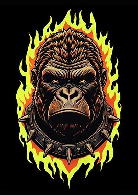 Fiery Gorilla with Spiked Collar