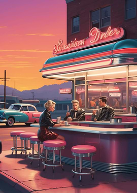 Retro American Diner Scene