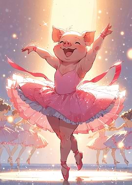 Pig ballerina in pink tutu
