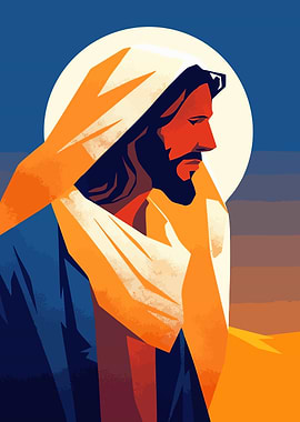 Jesus Christ Portrait Minimalist Art Illustration