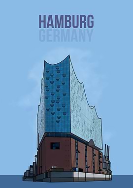 Hamburg Germany Elbphilharmonie Building Illustration