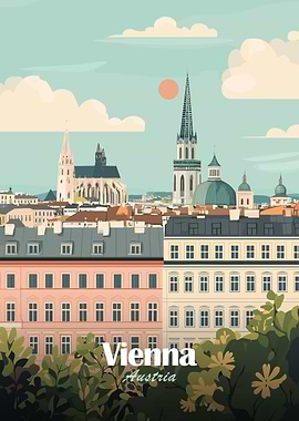 Vienna, Austria Cityscape Illustration