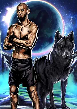 Khamzat The wolf Chimaev Illustration