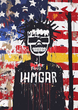 American Flag Skull Figure Graffiti Art