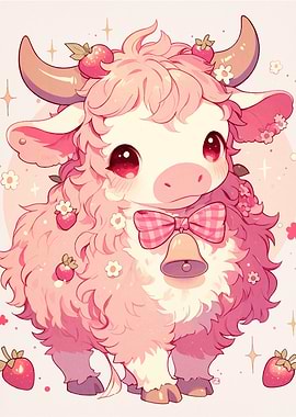 Cute Strawberry Cow Illustration