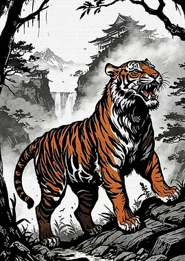 Tiger Asian Landscape