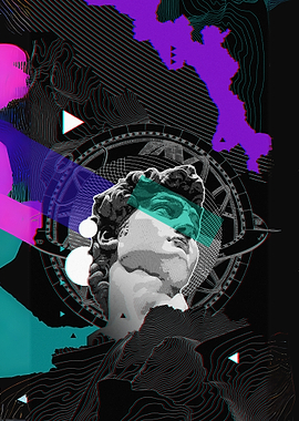 David Statue Glitch Art