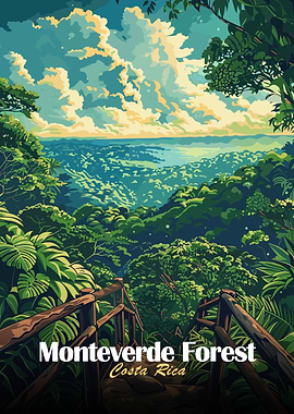 Monteverde Forest Costa Rica Illustration