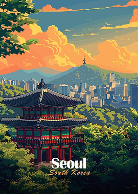 Seoul, South Korea Illustration