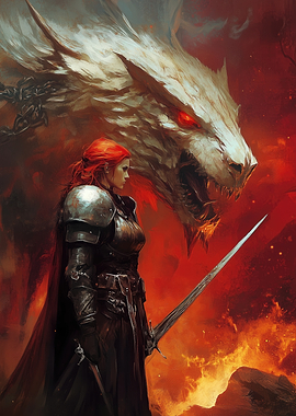 Warrior and Wolf Digital Art