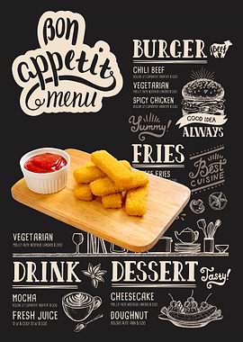 Bon Appetit Menu Food Illustration