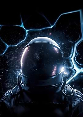 Astronaut in Space with Lightning