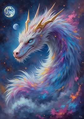 Celestial Dragon in Starry Sky
