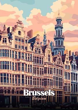Brussels, Belgium Cityscape Art