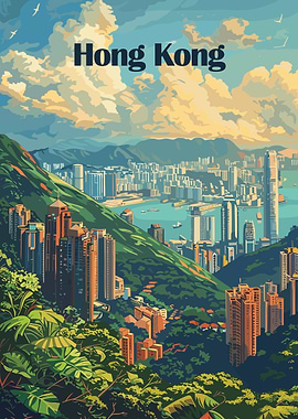 Hong Kong Cityscape Illustration