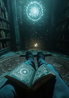Mystical Book in Ancient Library