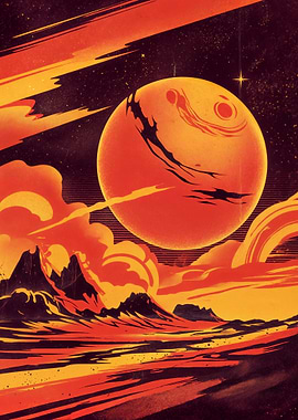 Fiery Planet Landscape