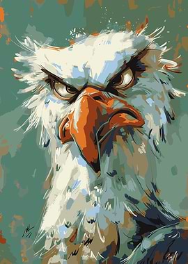 Angry Eagle Digital Art Portrait