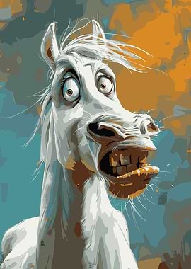 Cartoon Horse with Exaggerated Expression